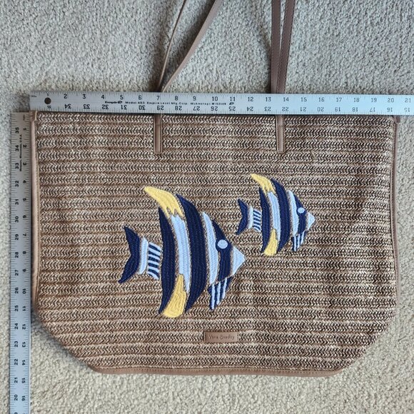 NWT Vera Bradley Embroidered Fish Straw Beach Tote Bag - Picture 7 of 9